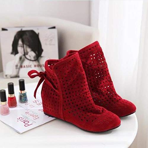 XIALIUXIA Botin Mujer Campero Lateral Abierto Y Corte Calado, Planas Ocultas Bajas Cuñas Botines Tobillo Zapatos Casuales Botines Lindos,C,36