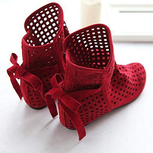 XIALIUXIA Botin Mujer Campero Lateral Abierto Y Corte Calado, Planas Ocultas Bajas Cuñas Botines Tobillo Zapatos Casuales Botines Lindos,C,36