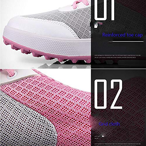 XIANGYANG Zapatos de Golf para Mujer, Clavos de fijación Zapatos de Golf para Damas Zapatos de Entrenamiento de Senderismo Antideslizantes Resistentes al Desgaste,Rosado,36