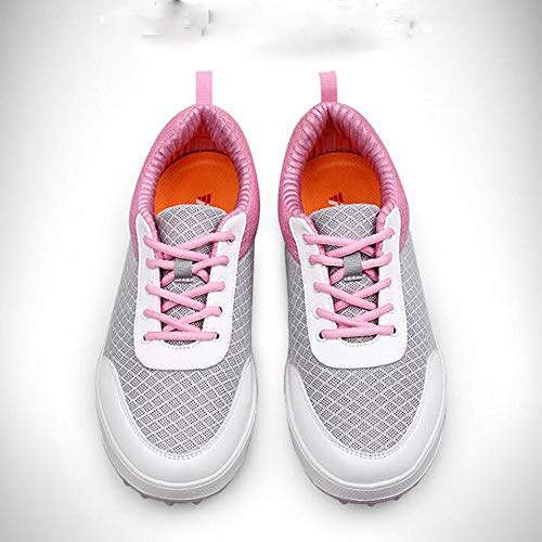 XIANGYANG Zapatos de Golf para Mujer, Clavos de fijación Zapatos de Golf para Damas Zapatos de Entrenamiento de Senderismo Antideslizantes Resistentes al Desgaste,Rosado,36