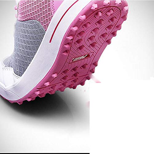 XIANGYANG Zapatos de Golf para Mujer, Clavos de fijación Zapatos de Golf para Damas Zapatos de Entrenamiento de Senderismo Antideslizantes Resistentes al Desgaste,Rosado,36