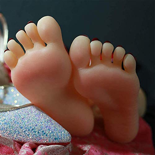 XIAOQIAO Silicona Tamaño Natural Modelo Femenino del Maniquí Modelo de Pie Alternativo de Tamaño Natural para Mostrar Sandalias Zapatos Calcetines Fetiches de Pies para Hombres