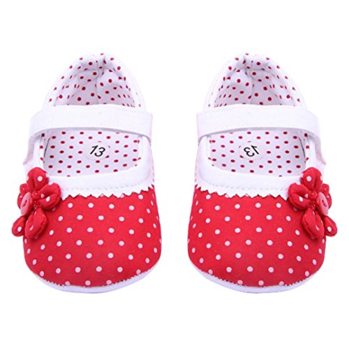 Xinantime Zapatos de bebé, Zapatos de Las Muchachas del Verano Flor Cuero de la PU (M, Rojo)