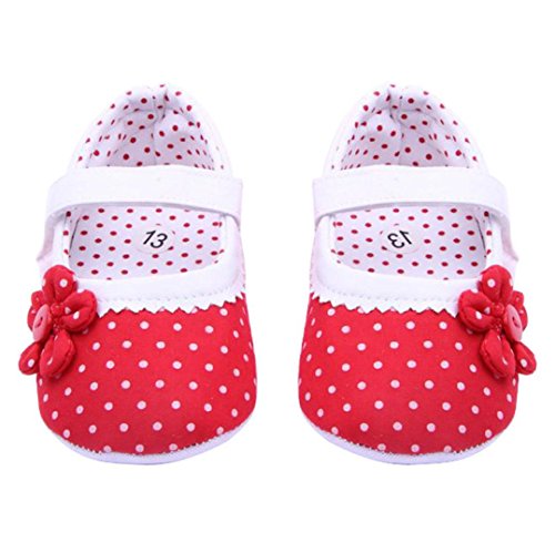 Xinantime Zapatos de bebé, Zapatos de Las Muchachas del Verano Flor Cuero de la PU (M, Rojo)