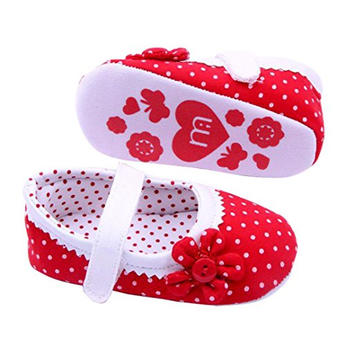 Xinantime Zapatos de bebé, Zapatos de Las Muchachas del Verano Flor Cuero de la PU (M, Rojo)