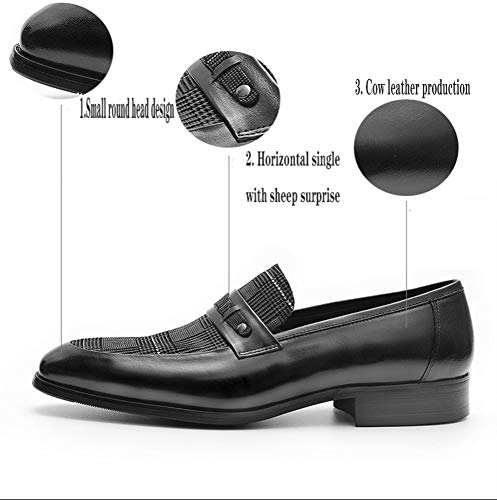 XINGJU Zapatos De Cuero Tendencia De Moda De Cuero Zapatos De Primera Capa para Hombres Zapatos De Oficina Zapatos Formales Antideslizantes Adecuado para Viajes Al Aire Libre,Black-EU43