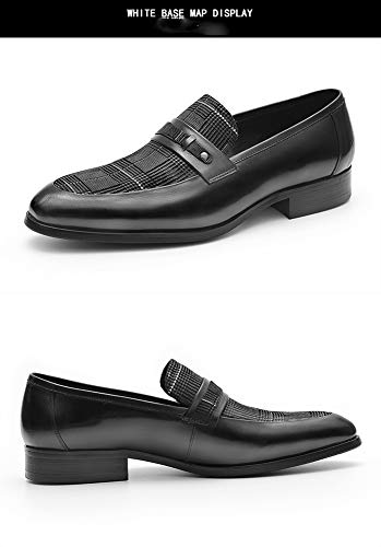 XINGJU Zapatos De Cuero Tendencia De Moda De Cuero Zapatos De Primera Capa para Hombres Zapatos De Oficina Zapatos Formales Antideslizantes Adecuado para Viajes Al Aire Libre,Black-EU43