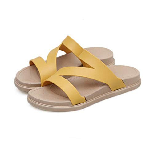 XL_nsxiezi Zapatillas de Plataforma para Mujer, Zapatillas de Playa Planas, 40, Amarillas.