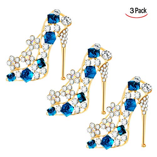 XLKJ 3pcs Broche Mujer de Pedrería en Forma de Tacón Alto de Zapatos,Broches para Ropa Accesorios Boda Novia Elegante