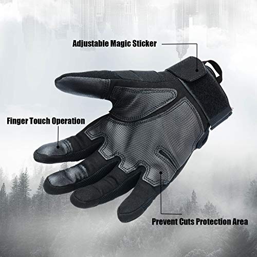 Xnuoyo Goma nudillo Duro Dedo Completo y Medio Dedo Guantes Guantes Protectores Guantes de Pantalla táctil para Motocicleta Ciclismo Caza Escalada Acampar Negro L