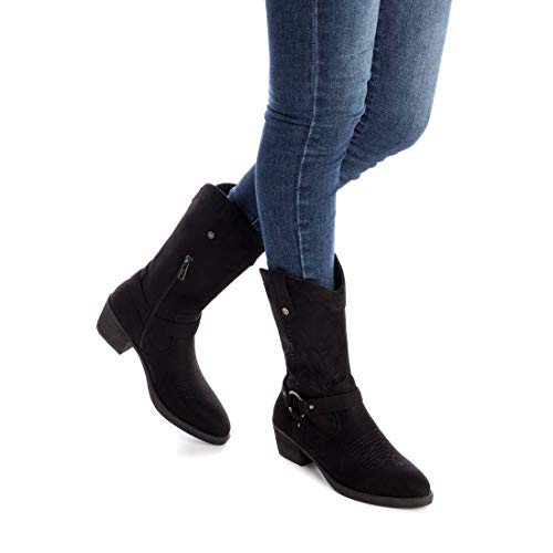 XTI - Bota Alta de Mujer Tipo campera - Cierre con Cremallera - Negro - 37 EU