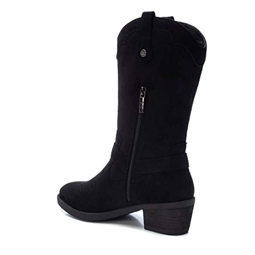 XTI - Bota Alta de Mujer Tipo campera - Cierre con Cremallera - Negro - 37 EU