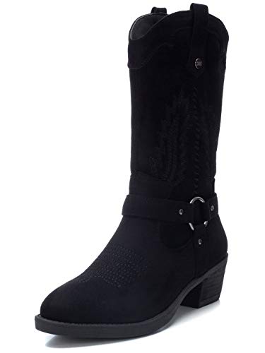 XTI - Bota Alta de Mujer Tipo campera - Cierre con Cremallera - Negro - 37 EU
