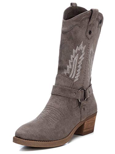 XTI - Bota Alta de Mujer Tipo campera - Cierre con Cremallera - Taupe - 39 EU