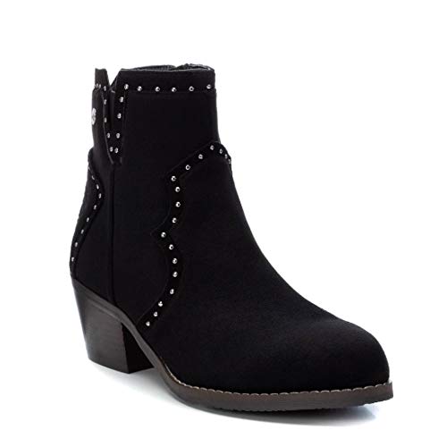 XTI - Botín Campera de Tela para Mujer - Cierre con Cordones - Color Negro