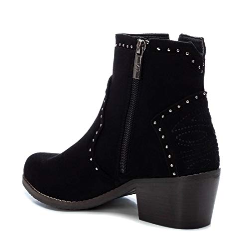 XTI - Botín Campera de Tela para Mujer - Cierre con Cordones - Color Negro