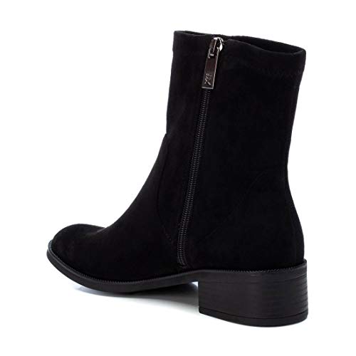 XTI - Botín Campera de Tela para Mujer - Cierre con Cremallera - Color Negro
