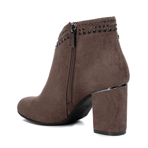 XTI - Botín Casual de Tela con Tacón Bajo para Mujer - Color Marrón