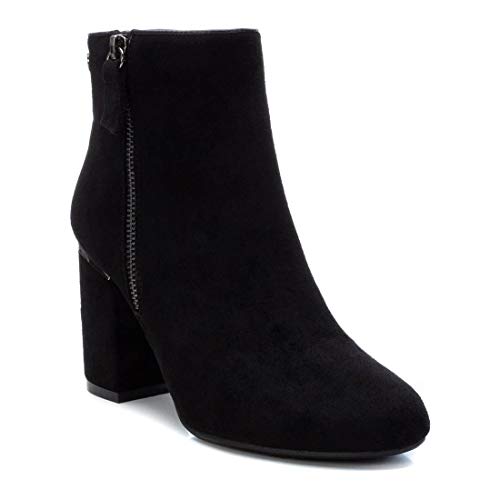 XTI - Botín Casual de Tela con Tacón Bajo para Mujer - Color Negro
