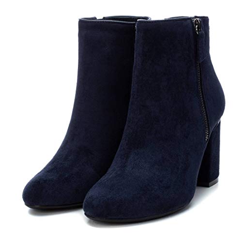 XTI - Botín Casual de Tela con Tacón Bajo para Mujer - Color Rojo