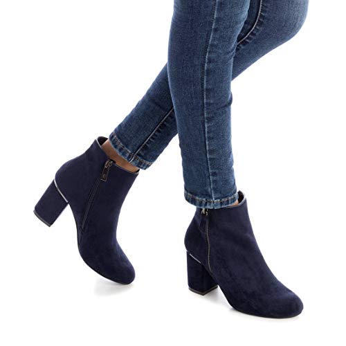 XTI - Botín Casual de Tela con Tacón Bajo para Mujer - Color Rojo