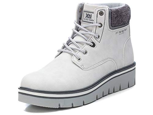 XTI - Botín Militar para Mujer - Cierre con Cordones - Color Blanco