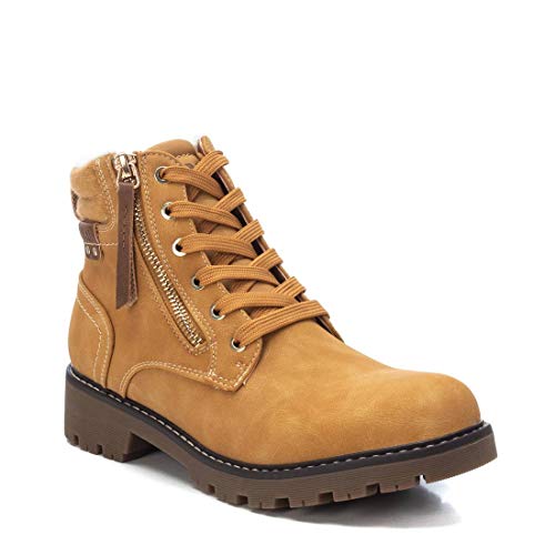 XTI - Botín Militar para Mujer - Cierre con Cremallera - Color Amarillo