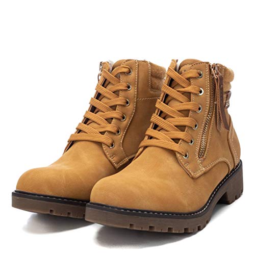 XTI - Botín Militar para Mujer - Cierre con Cremallera - Color Amarillo