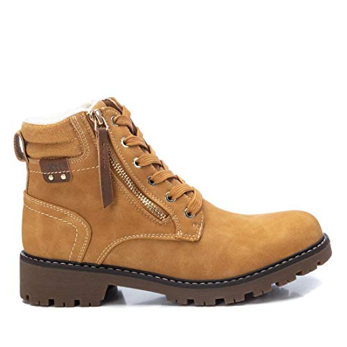 XTI - Botín Militar para Mujer - Cierre con Cremallera - Color Amarillo