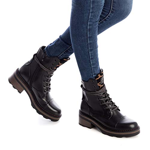 XTI - Botín Militar para Mujer - Color Negro