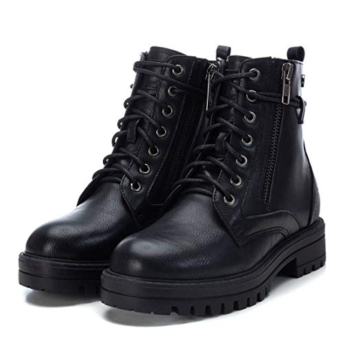 XTI - Botín Militar para Niña - Cierre con Cremallera - Color Negro - Talla 33