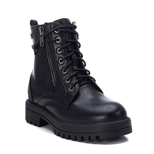 XTI - Botín Militar para Niña - Cierre con Cremallera - Color Negro - Talla 33