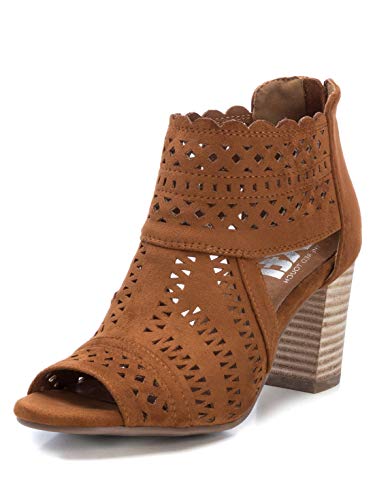 XTI - Botines para Mujer con Tacón Medio - Botines con Cremallera - Tacón 8 cm - Color Camel - Talla 37