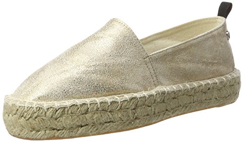 XTI Gold Metallic Ladies Shoes, Sandalias con cua Tipo Alpargatas Mujer, Dorado, 40 EU