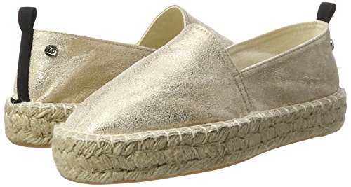 XTI Gold Metallic Ladies Shoes, Sandalias con cua Tipo Alpargatas Mujer, Dorado, 40 EU
