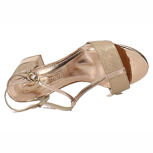 Xti - Sandalia Tacón Metalizada Nude - Metalizado Nude, 41