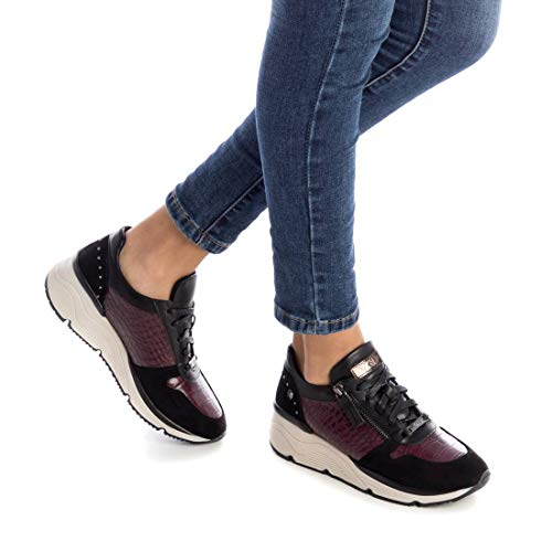 XTI - Zapatilla para Mujer - Cierre con Cordones - Color Burdeos - Talla 36