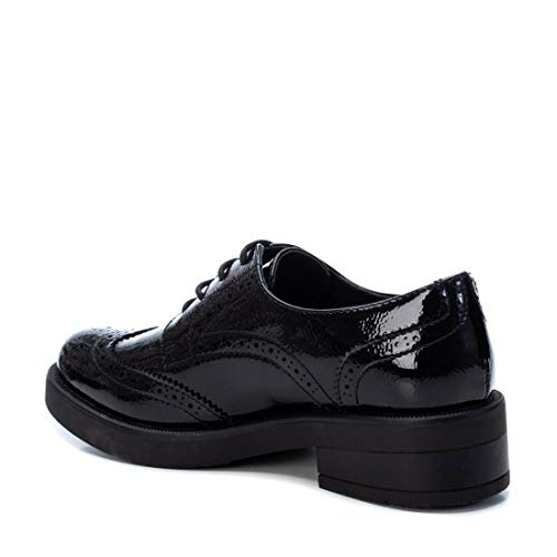 XTI - Zapato Oxford para Mujer - Cierre con Cordones - Negro - 38 EU