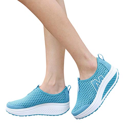 XXXZZL Zapatillas para Mujer Moda Zapatos De Balanceo Slip-On Malla Zapatillas Deportivas Transpirable Ligero Casual Zapato Al Aire Libre Zapatillas De Running,03,38