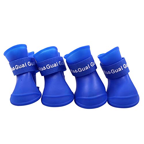 XYDZ 4 Piezas Botas de Lluvia para Perros Zapatos para Mascotas Antideslizante Botas Impermeables para Perros Pequeños Perrito (S)