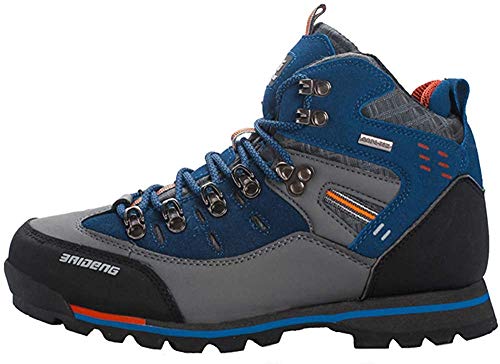 Yaer Botas de Montaña para Hombres, Impermeable Trekking Zapatos para Caminar Botines Al Aire Libre Gris Azul 41 EU