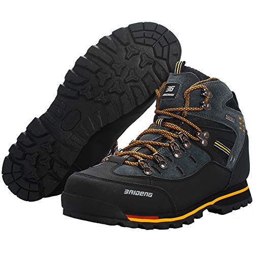 YAER Hombre Botas De Senderismo, Trekking A Prueba De Agua Zapatos Al Aire Libre Amarillo EU43