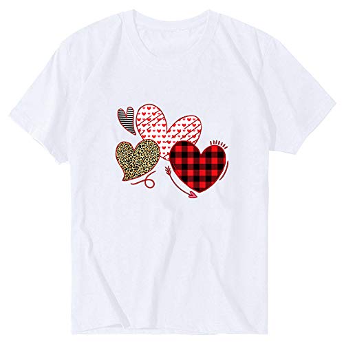 YANFANG Camiseta para Mujer Unisex Traje de Pareja de Manga Corta con Estampado de corazón de San Valentín Negro Gris Blanco