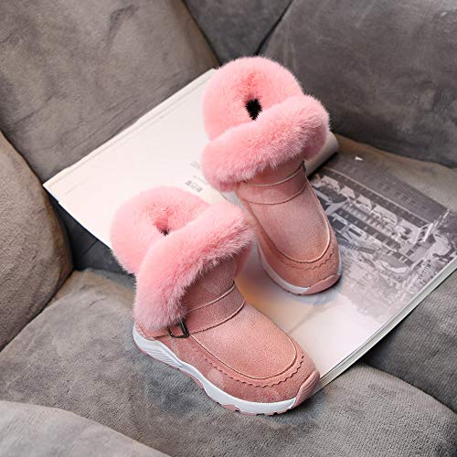 YanHoo Zapatos para niños Botas de Nieve cálidas de Piel de Felpa para niños Botas Cortas Zapatos Niño Piel Rebaño Invierno Botín Zapatos de Nieve cálida Botas Zapatos de otoño e Invierno