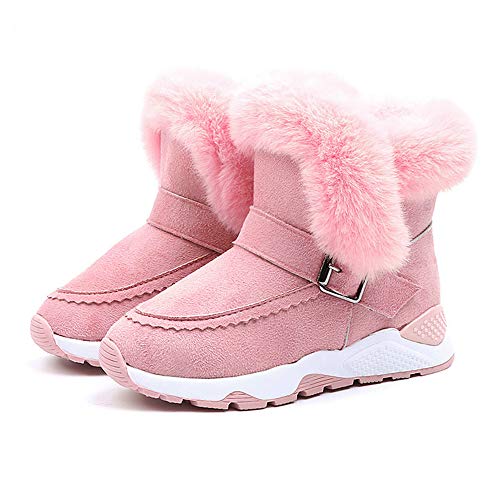YanHoo Zapatos para niños Botas de Nieve cálidas de Piel de Felpa para niños Botas Cortas Zapatos Niño Piel Rebaño Invierno Botín Zapatos de Nieve cálida Botas Zapatos de otoño e Invierno