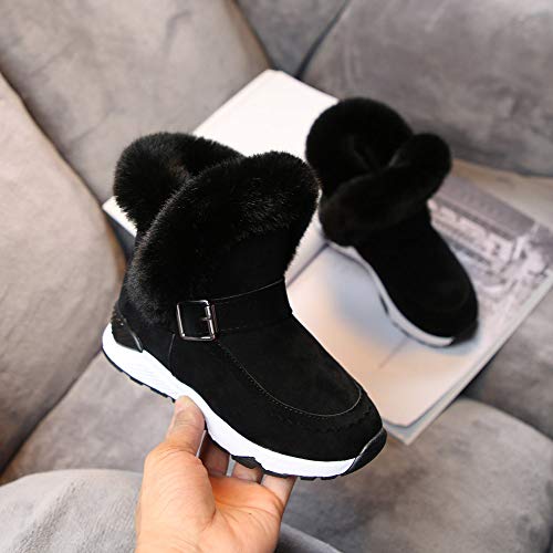 YanHoo Zapatos para niños Botas de Nieve cálidas de Piel de Felpa para niños Botas Cortas Zapatos Niño Piel Rebaño Invierno Botín Zapatos de Nieve cálida Botas Zapatos de otoño e Invierno