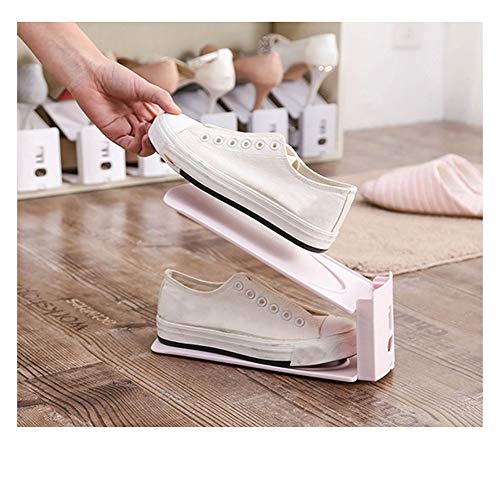 YAOTT Juego de 1/2/4/6 Zapatos Organizador de Calzado estanterías Ajustables para Zapatos con Ranuras Ahorro de Espacio para Tacones Altos Zapatos Planos Rosado