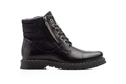 Yemani Botin Casual con Cordones en Piel suelagoma Antideslizante Talla 39 al 45. - Hombre Talla: 44 Color: Negro