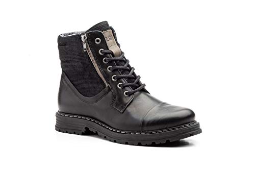 Yemani Botin Casual con Cordones en Piel suelagoma Antideslizante Talla 39 al 45. - Hombre Talla: 44 Color: Negro