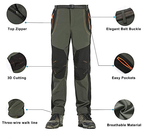 YiLianDa Pantalones de Trekking Softshell Pantalones Impermeables Resistente Pantalones de Escalada